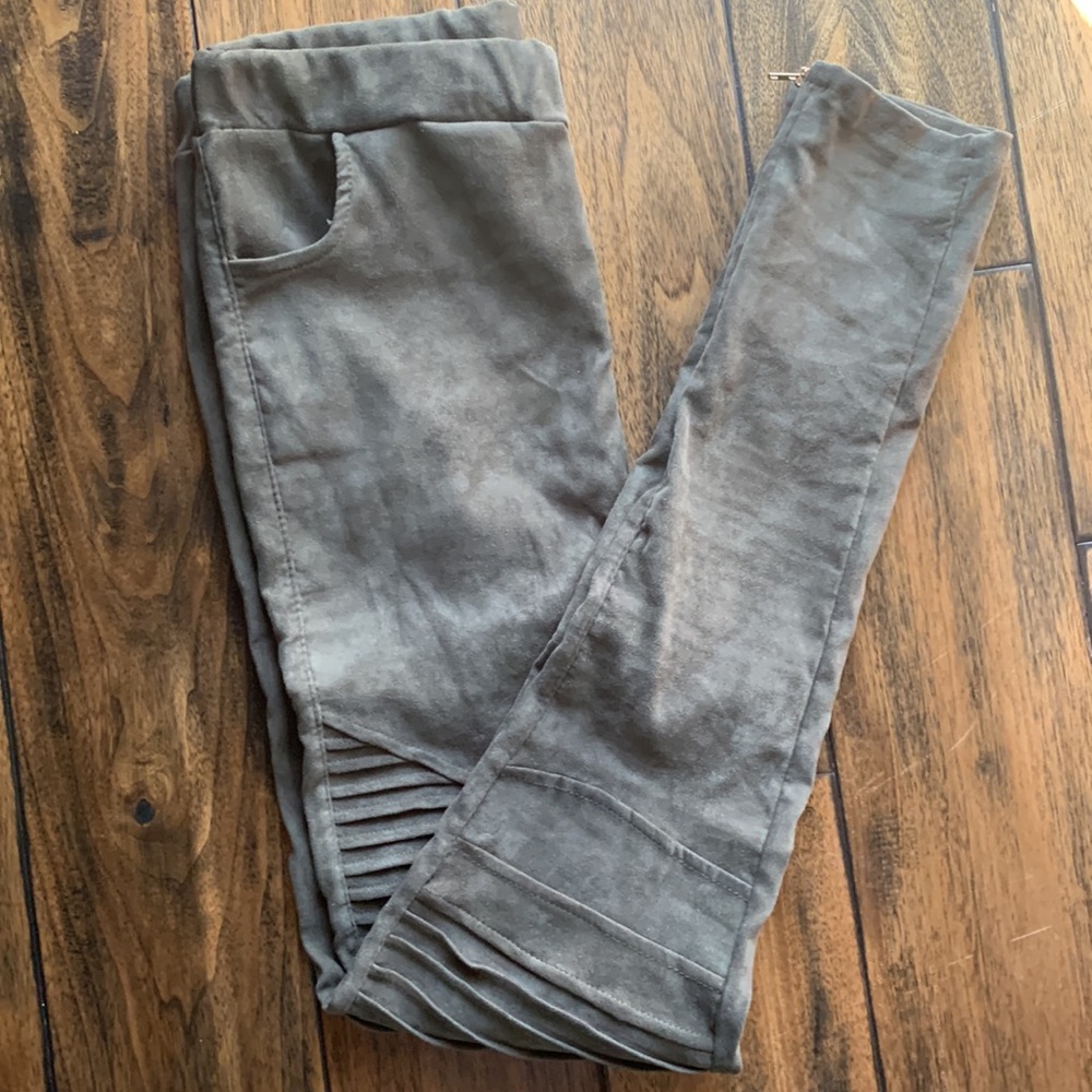 Suede Looking Jegging/Jeans - Green, Medium, Excellent Condition